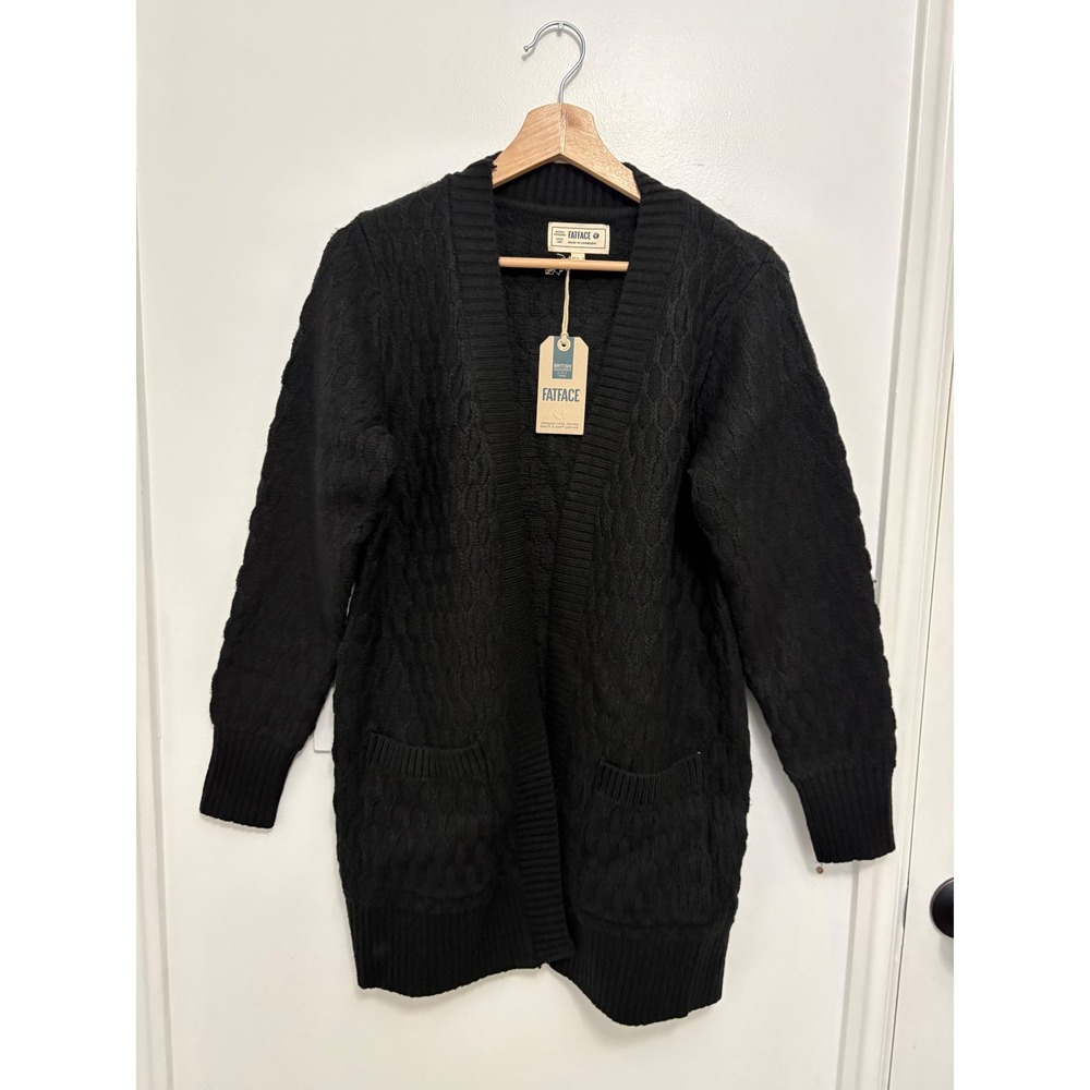 NWT Fatface Hannah Longline Knitted Cardigan – Black – Size US 6 - Picture 2 of 7